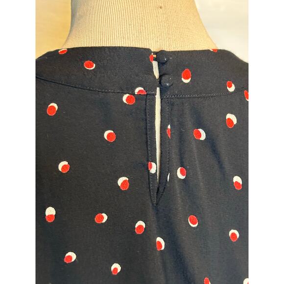 Free People black red polka dot pleated V neck crop top blouse size XS - Picture 4 of 13